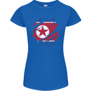 Torn North Korea Flag Korean Day Football Womens Petite Cut T-Shirt Royal Blue