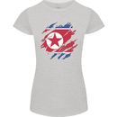 Torn North Korea Flag Korean Day Football Womens Petite Cut T-Shirt Sports Grey