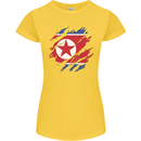 Torn North Korea Flag Korean Day Football Womens Petite Cut T-Shirt Yellow