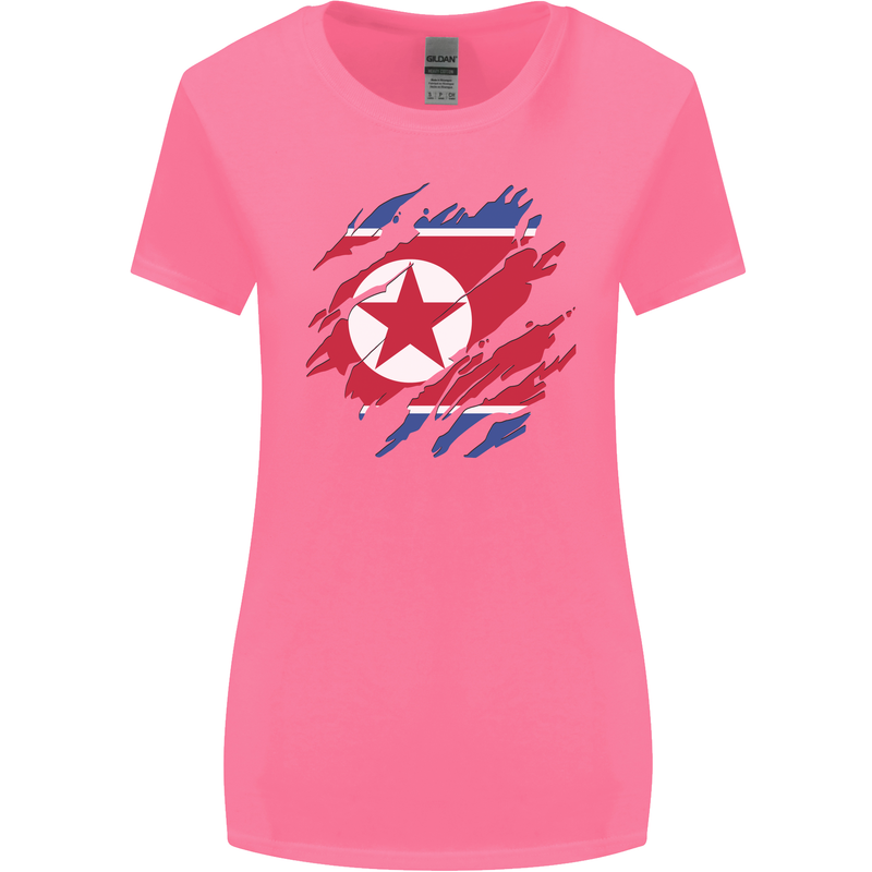 Torn North Korea Flag Korean Day Football Womens Wider Cut T-Shirt Azalea