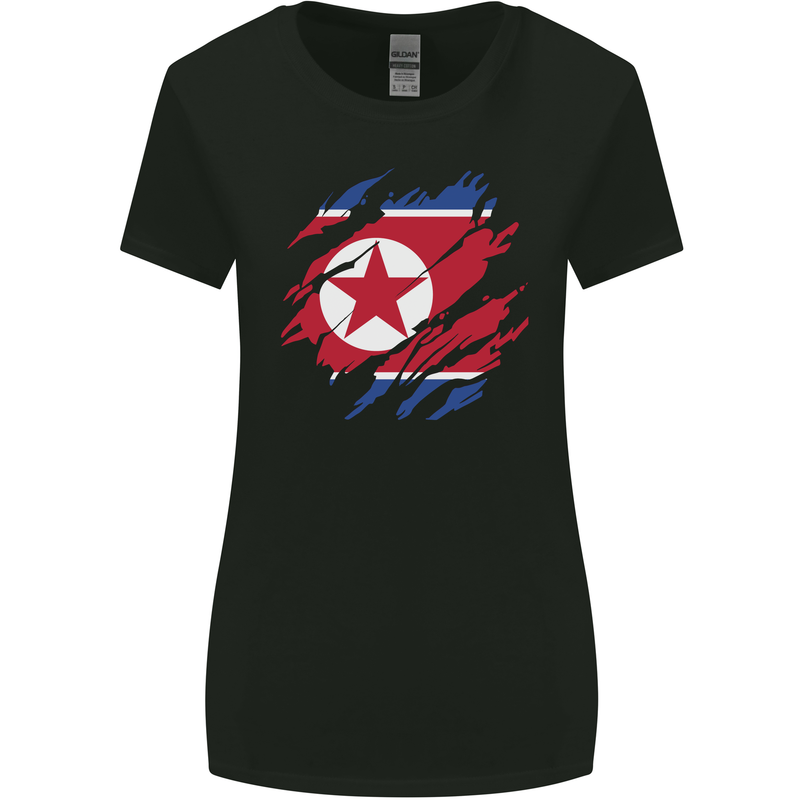 Torn North Korea Flag Korean Day Football Womens Wider Cut T-Shirt Black