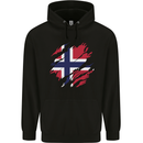 Torn Norway Flag Norwegian Day Football Childrens Kids Hoodie Black