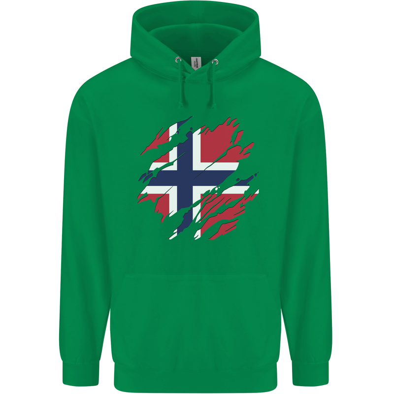 Torn Norway Flag Norwegian Day Football Childrens Kids Hoodie Irish Green