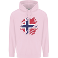 Torn Norway Flag Norwegian Day Football Childrens Kids Hoodie Light Pink