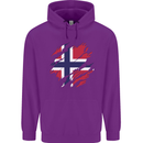 Torn Norway Flag Norwegian Day Football Childrens Kids Hoodie Purple