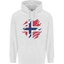 Torn Norway Flag Norwegian Day Football Childrens Kids Hoodie White