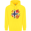 Torn Norway Flag Norwegian Day Football Childrens Kids Hoodie Yellow