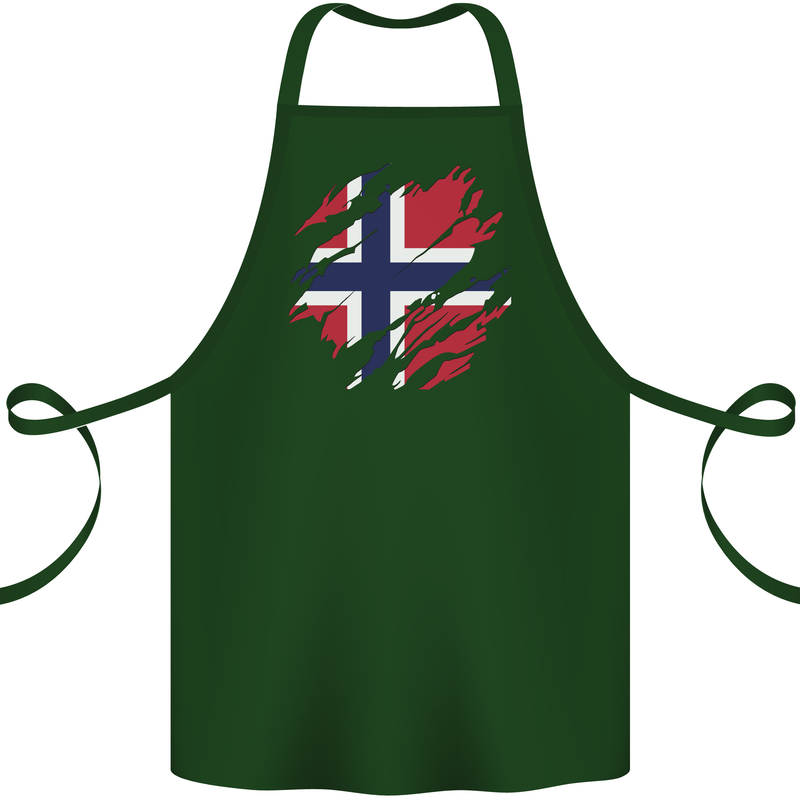 Torn Norway Flag Norwegian Day Football Cotton Apron 100% Organic Forest Green