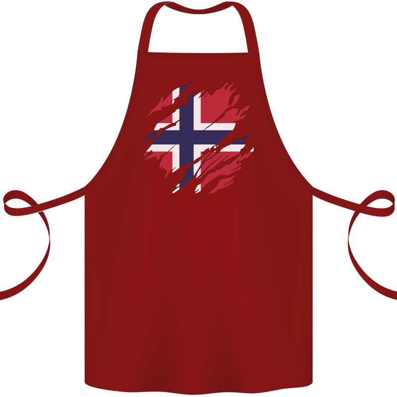 Torn Norway Flag Norwegian Day Football Cotton Apron 100% Organic Maroon
