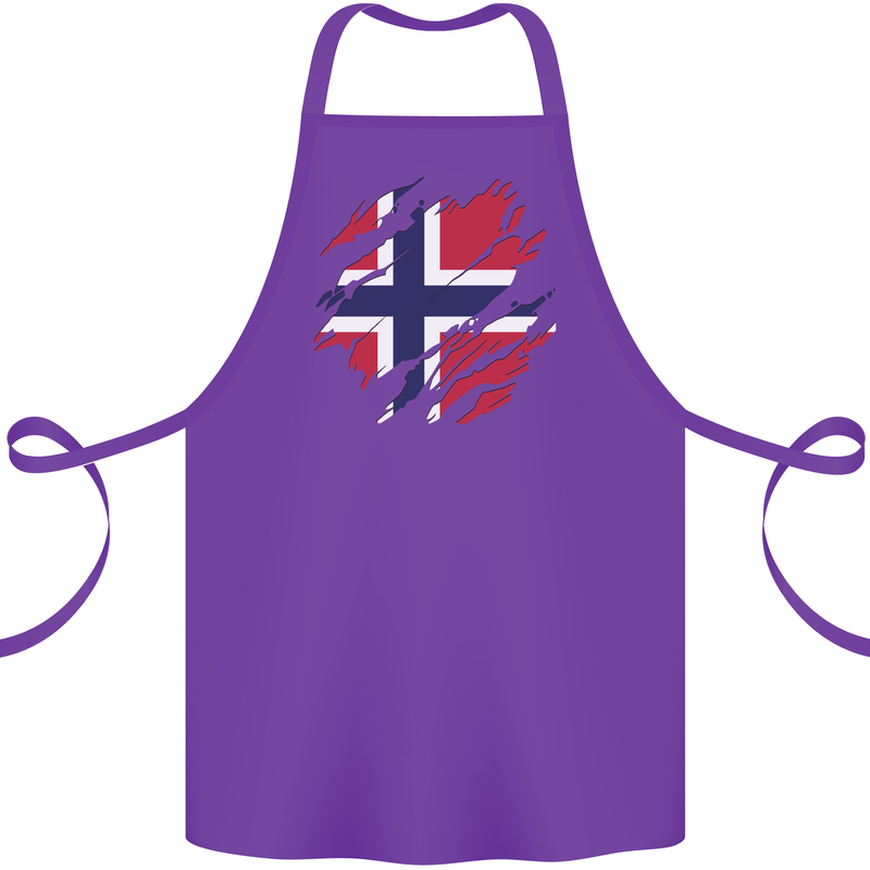 Torn Norway Flag Norwegian Day Football Cotton Apron 100% Organic Purple