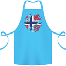 Torn Norway Flag Norwegian Day Football Cotton Apron 100% Organic Turquoise