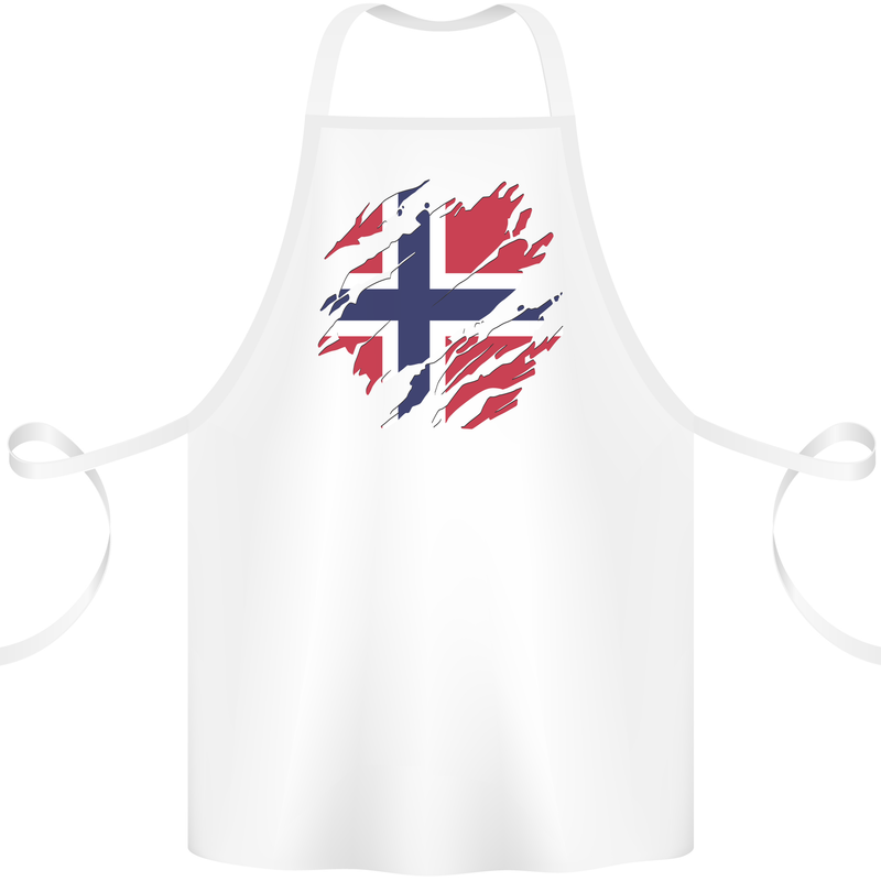 Torn Norway Flag Norwegian Day Football Cotton Apron 100% Organic White