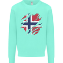 Torn Norway Flag Norwegian Day Football Kids Sweatshirt Jumper Peppermint
