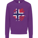 Torn Norway Flag Norwegian Day Football Kids Sweatshirt Jumper Purple