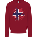 Torn Norway Flag Norwegian Day Football Kids Sweatshirt Jumper Red