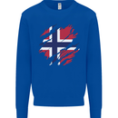 Torn Norway Flag Norwegian Day Football Kids Sweatshirt Jumper Royal Blue
