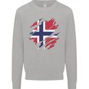 Torn Norway Flag Norwegian Day Football Kids Sweatshirt Jumper Sports Grey