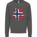 Torn Norway Flag Norwegian Day Football Kids Sweatshirt Jumper Storm Grey