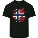 Torn Norway Flag Norwegian Day Football Kids T-Shirt Childrens Black