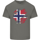 Torn Norway Flag Norwegian Day Football Kids T-Shirt Childrens Charcoal