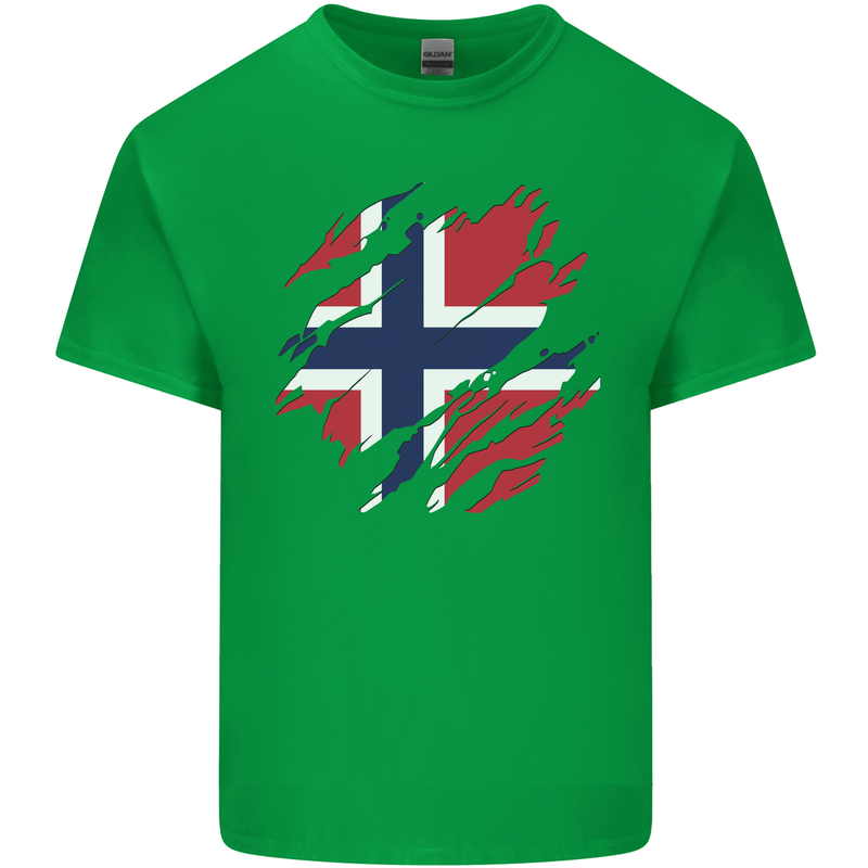 Torn Norway Flag Norwegian Day Football Kids T-Shirt Childrens Irish Green