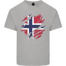 Torn Norway Flag Norwegian Day Football Kids T-Shirt Childrens Sports Grey