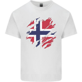 Torn Norway Flag Norwegian Day Football Kids T-Shirt Childrens White