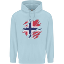 Torn Norway Flag Norwegian Day Football Mens 80% Cotton Hoodie Light Blue