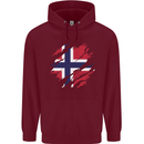 Torn Norway Flag Norwegian Day Football Mens 80% Cotton Hoodie Maroon