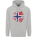 Torn Norway Flag Norwegian Day Football Mens 80% Cotton Hoodie Sports Grey
