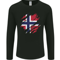 Torn Norway Flag Norwegian Day Football Mens Long Sleeve T-Shirt Black