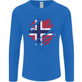 Torn Norway Flag Norwegian Day Football Mens Long Sleeve T-Shirt Royal Blue