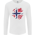 Torn Norway Flag Norwegian Day Football Mens Long Sleeve T-Shirt White