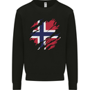 Torn Norway Flag Norwegian Day Football Mens Sweatshirt Jumper Black