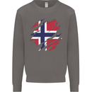 Torn Norway Flag Norwegian Day Football Mens Sweatshirt Jumper Charcoal