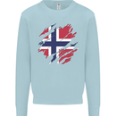 Torn Norway Flag Norwegian Day Football Mens Sweatshirt Jumper Light Blue