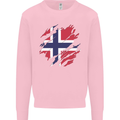 Torn Norway Flag Norwegian Day Football Mens Sweatshirt Jumper Light Pink