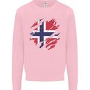 Torn Norway Flag Norwegian Day Football Mens Sweatshirt Jumper Light Pink