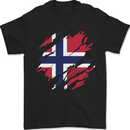 Torn Norway Flag Norwegian Day Football Mens T-Shirt 100% Cotton Black