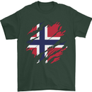 Torn Norway Flag Norwegian Day Football Mens T-Shirt 100% Cotton Forest Green