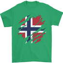 Torn Norway Flag Norwegian Day Football Mens T-Shirt 100% Cotton Irish Green