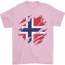 Torn Norway Flag Norwegian Day Football Mens T-Shirt 100% Cotton Light Pink