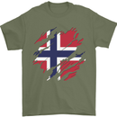 Torn Norway Flag Norwegian Day Football Mens T-Shirt 100% Cotton Military Green