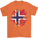 Torn Norway Flag Norwegian Day Football Mens T-Shirt 100% Cotton Orange