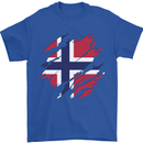 Torn Norway Flag Norwegian Day Football Mens T-Shirt 100% Cotton Royal Blue