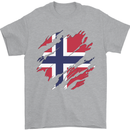 Torn Norway Flag Norwegian Day Football Mens T-Shirt 100% Cotton Sports Grey