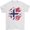 Torn Norway Flag Norwegian Day Football Mens T-Shirt 100% Cotton White