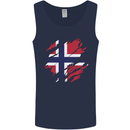 Torn Norway Flag Norwegian Day Football Mens Vest Tank Top Navy Blue