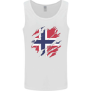 Torn Norway Flag Norwegian Day Football Mens Vest Tank Top White