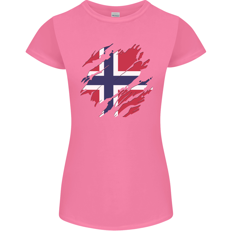 Torn Norway Flag Norwegian Day Football Womens Petite Cut T-Shirt Azalea